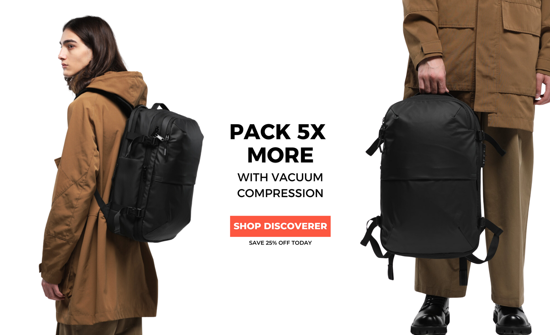  Baggr disocverer vacuum compression travel backpack homepage - desktop